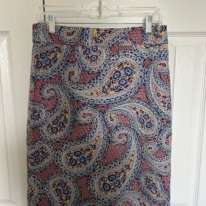 J. Crew Blue and Red Pencil Skirt Knee-Length